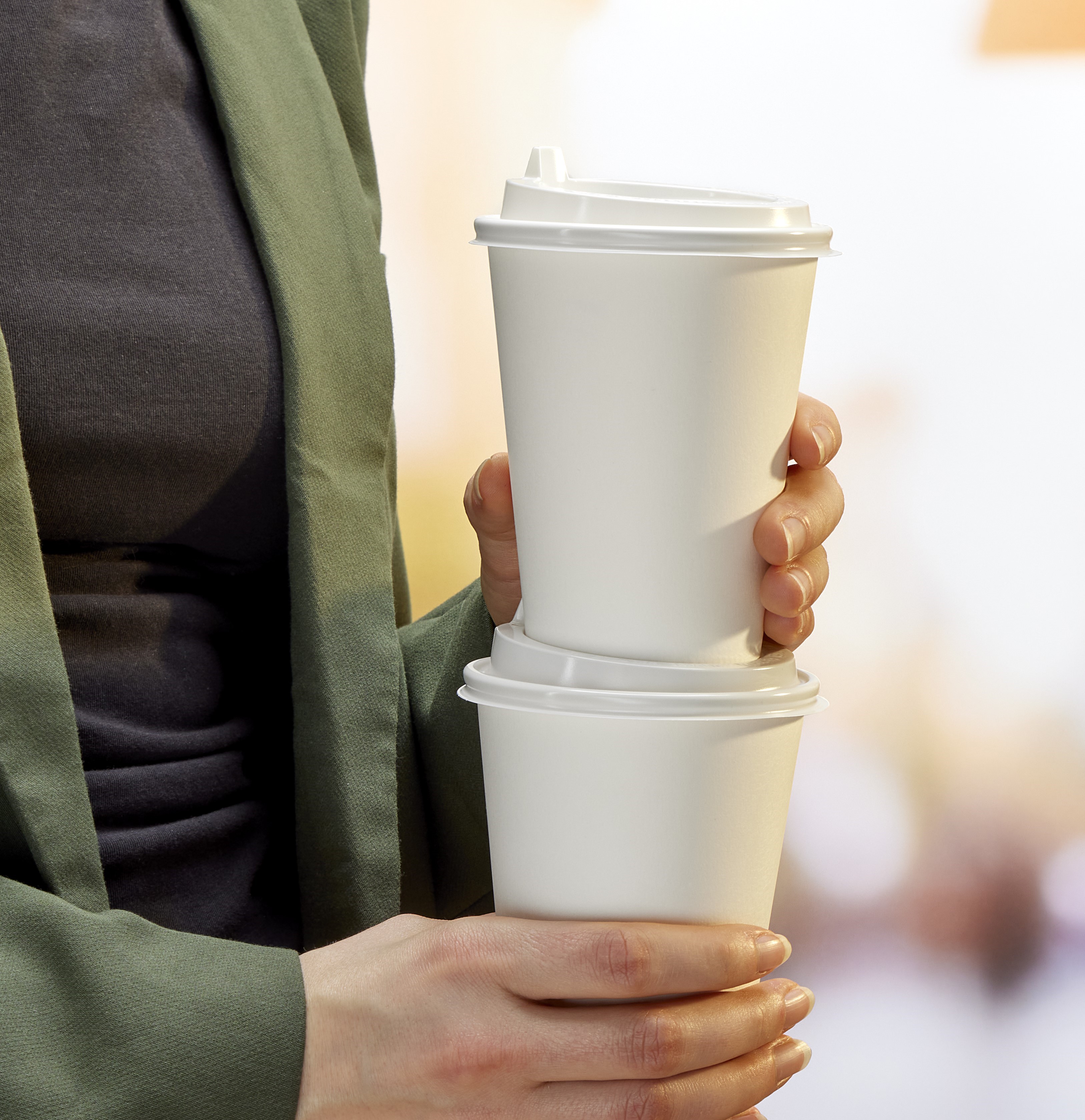 White PET hot cup lids